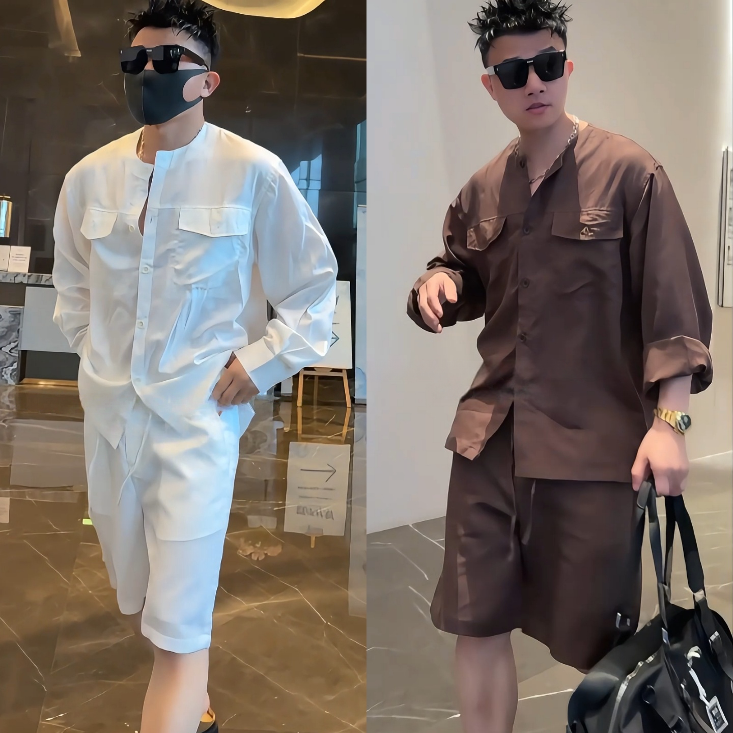 老钱风简约小众宽松透气休闲套装
