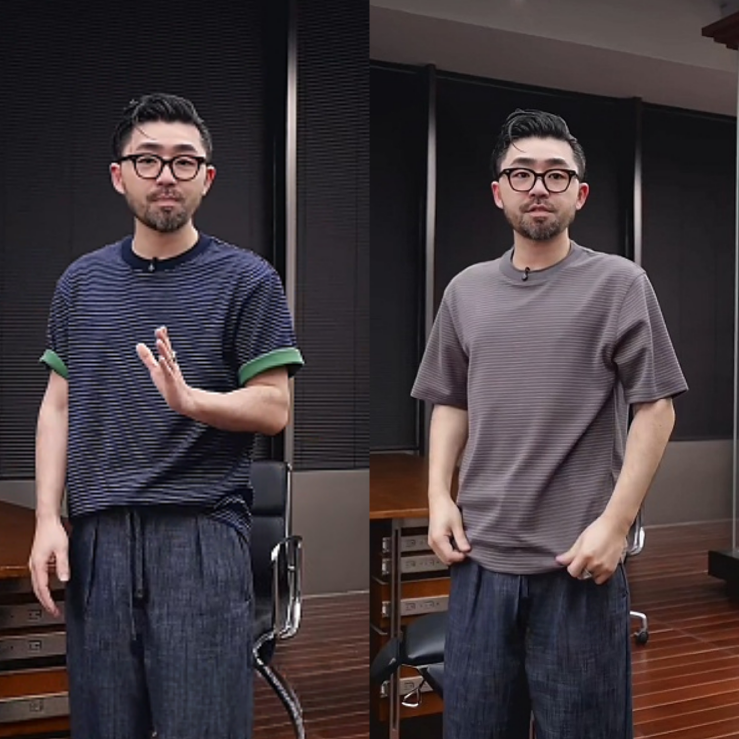 春季上新男士潮流百搭时尚休闲宽松圆领个性舒适简约条纹T恤短袖