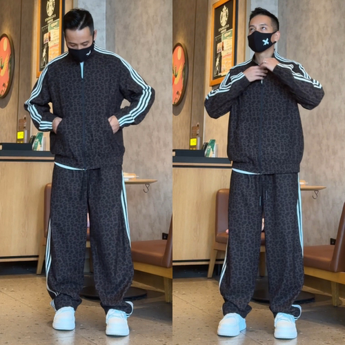 条纹垂感男士款休闲时尚百搭套装