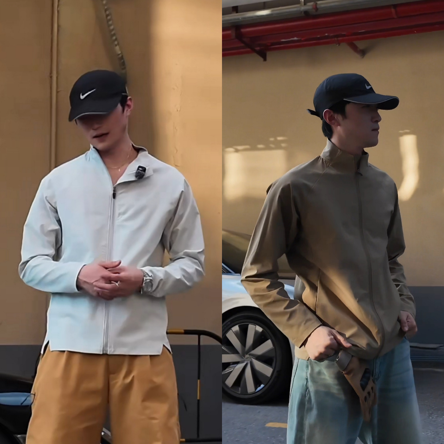 男士百搭夏季潮流个性痞帅拼接剪裁透气凉感户外运动休闲夹克外套