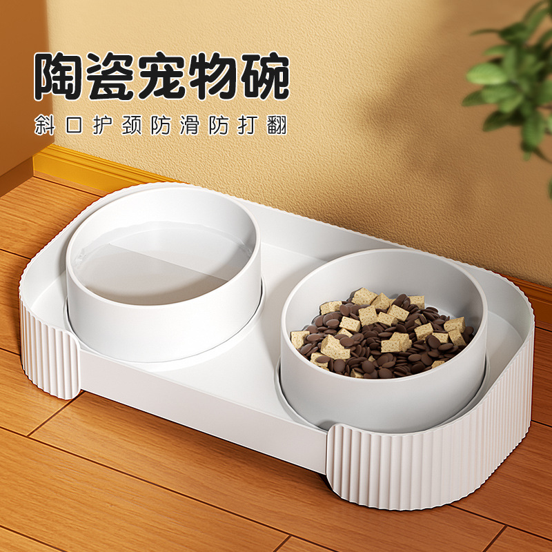 猫碗陶瓷猫食盆双碗狗碗宠物猫咪