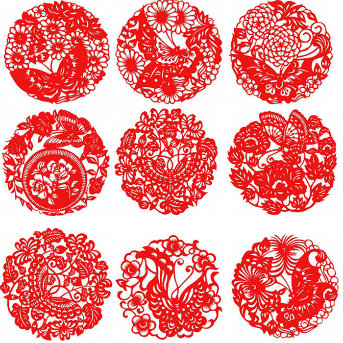 10张蝴蝶花卉剪纸图样蝶恋花窗花刻纸打印底稿手工剪纸素材电子版