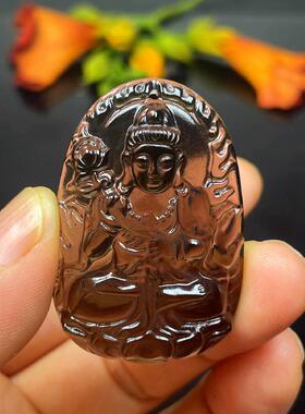 天然黑曜石本命佛生肖守护神吊坠