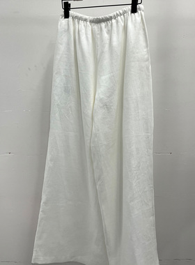 极简风白色松紧腰阔腿休闲裤女宽松百搭慵懒卫裤2C-3AK017690K