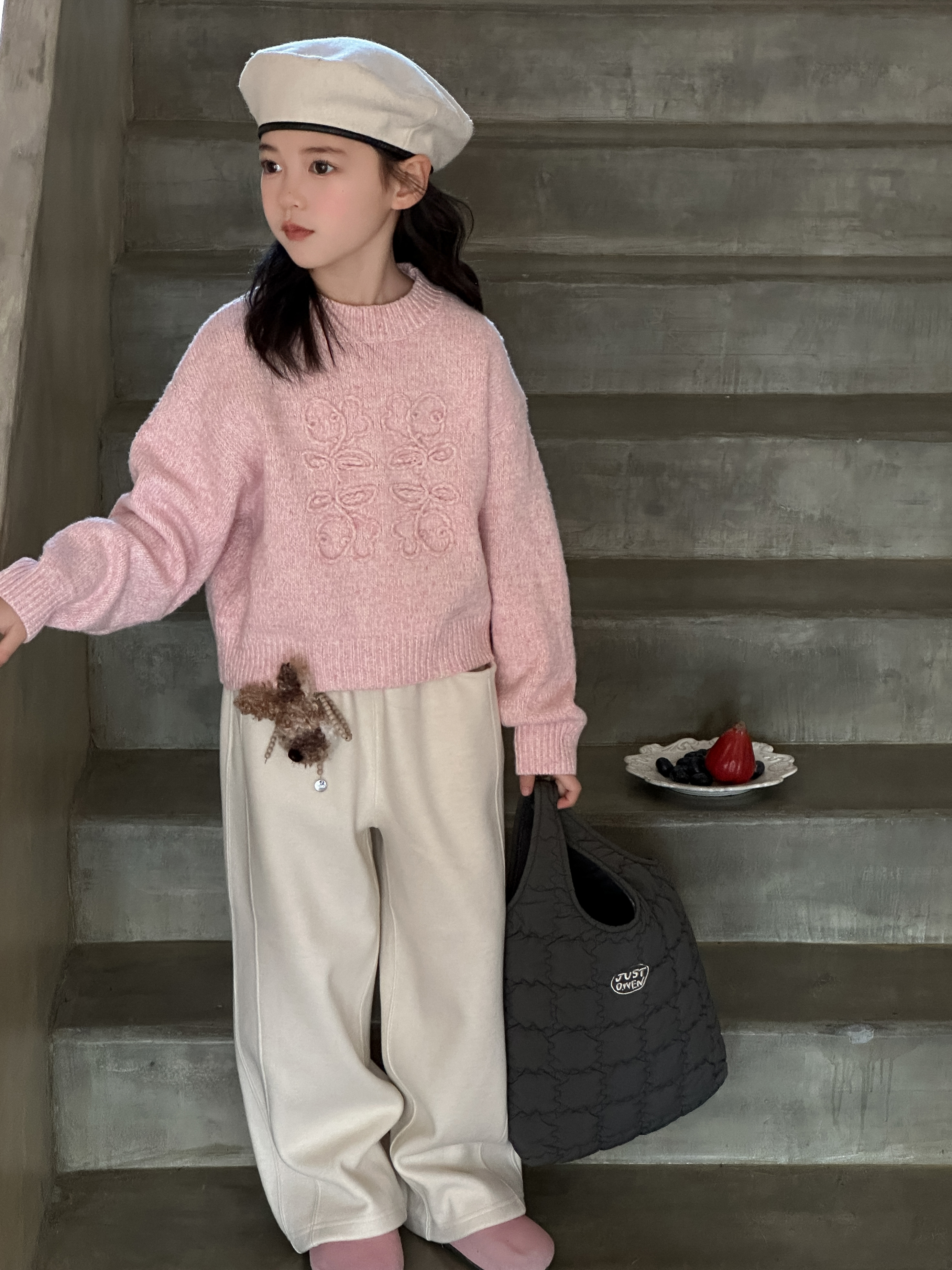 SSXIAOYU|25秋冬新款立体提花毛衣短款kss40062