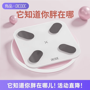 有品体脂称智能精准家用电池体重秤人体秤专业小型健康男女生测体脂减肥瘦身picooc电子称体脂秤