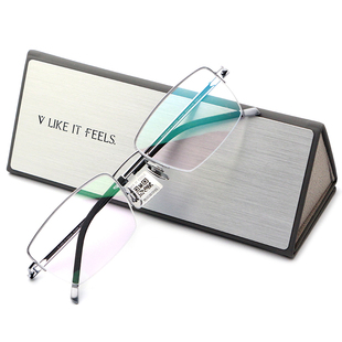 微帕V牌眼镜架新款超轻羽毛钛半框男女素颜可配高度近视眼镜V014T