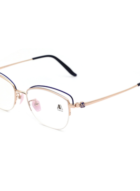 Aibyamani爱阿玛妮近视眼镜架女士轻前卫个性镜框半框钛架 AT027