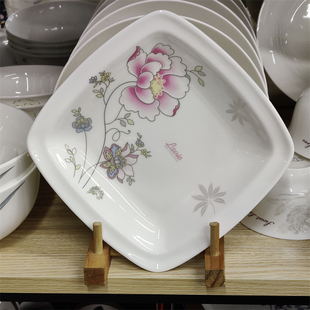兰花方盘子韩国骨瓷碟子平盘大中小号加厚釉下彩菜盘西餐盘饺子盘