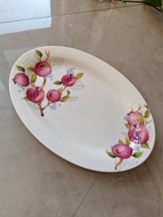 石榴花家用大盘子菜盘韩国厨房高级ins轻奢骨瓷陶瓷盘烤鱼盘蒸鱼