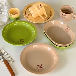 韩系陶瓷餐具家用碗盘碟子in高颜值沙拉盘网红早餐盘蛋糕甜品盘