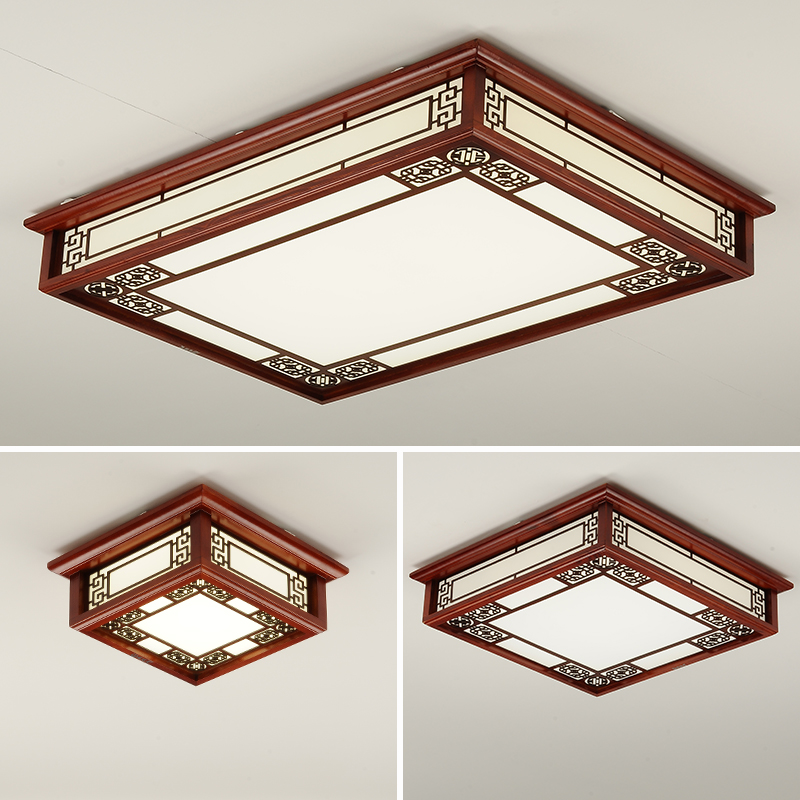 中国风新中式实木房间书房吸顶灯