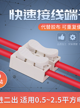 2位接线端子家用按压式二进二出快速连接器灯具直通对接柱50只装