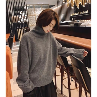 【反季清仓、王菲同款】戎美衣尚羊绒羊毛衫女高领加厚宽松慵懒风