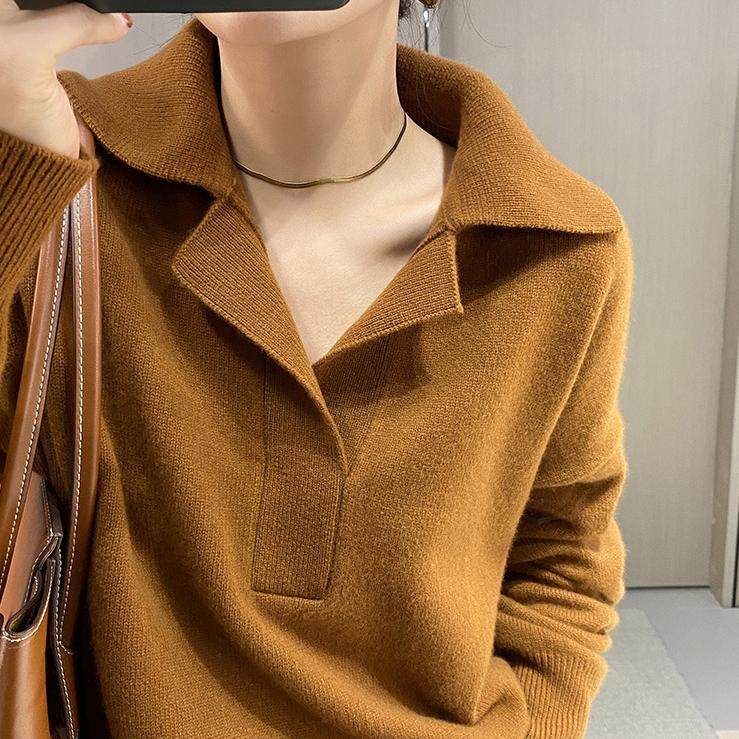 戎美衣尚POLO领羊绒羊毛衫