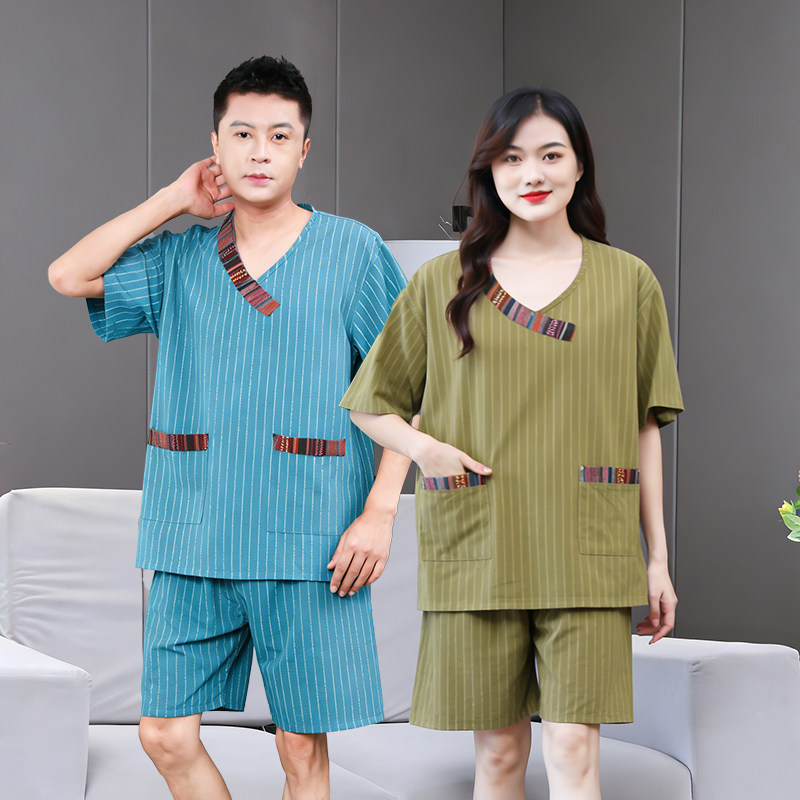 高档苎麻微弹情侣大码汗蒸服