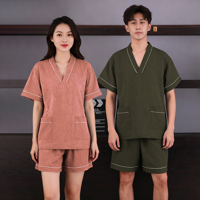 高档汗蒸服男款睡衣柔软洗浴足浴按摩会所SPA美容院通用桑拿服新