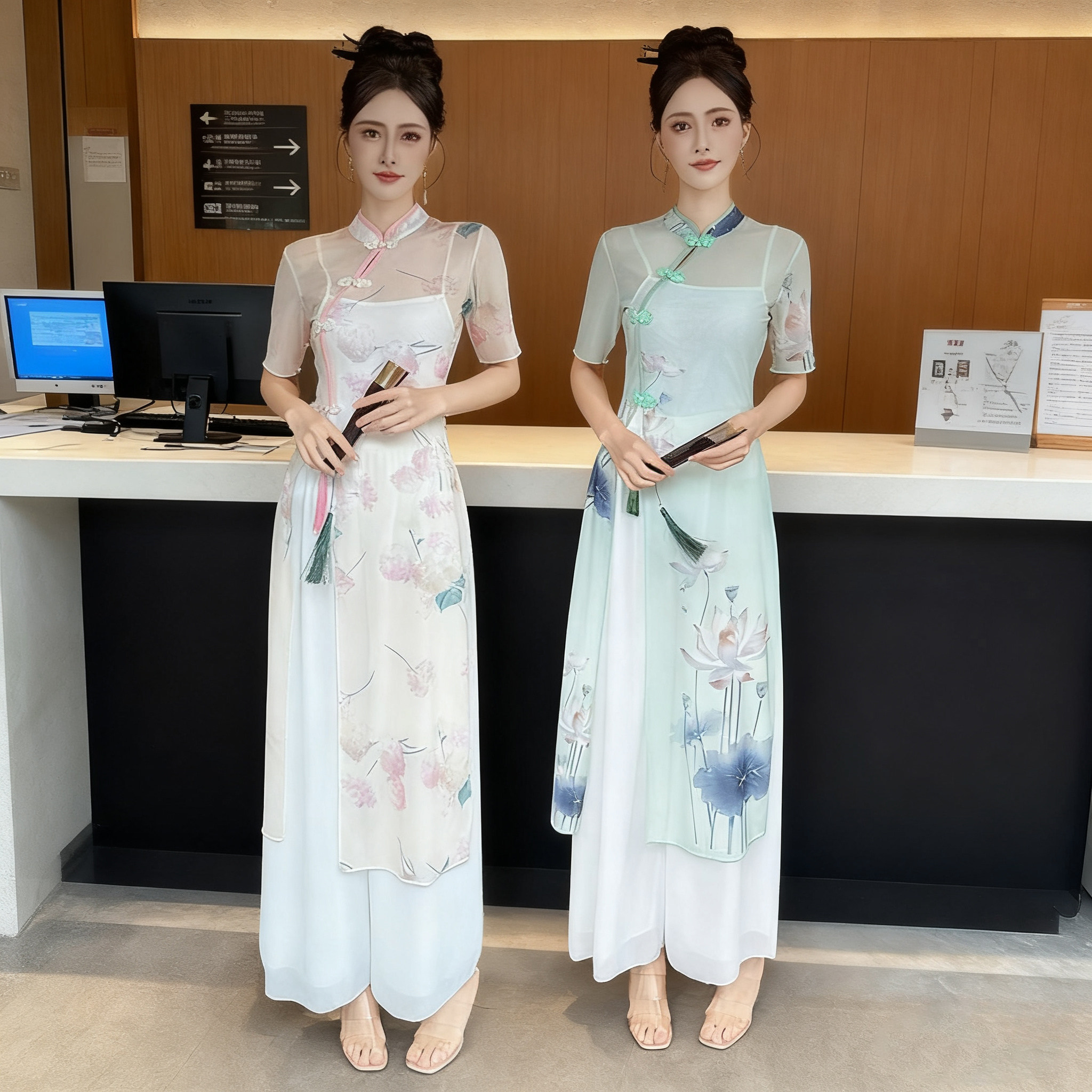 美容院工作服弹力透气大码