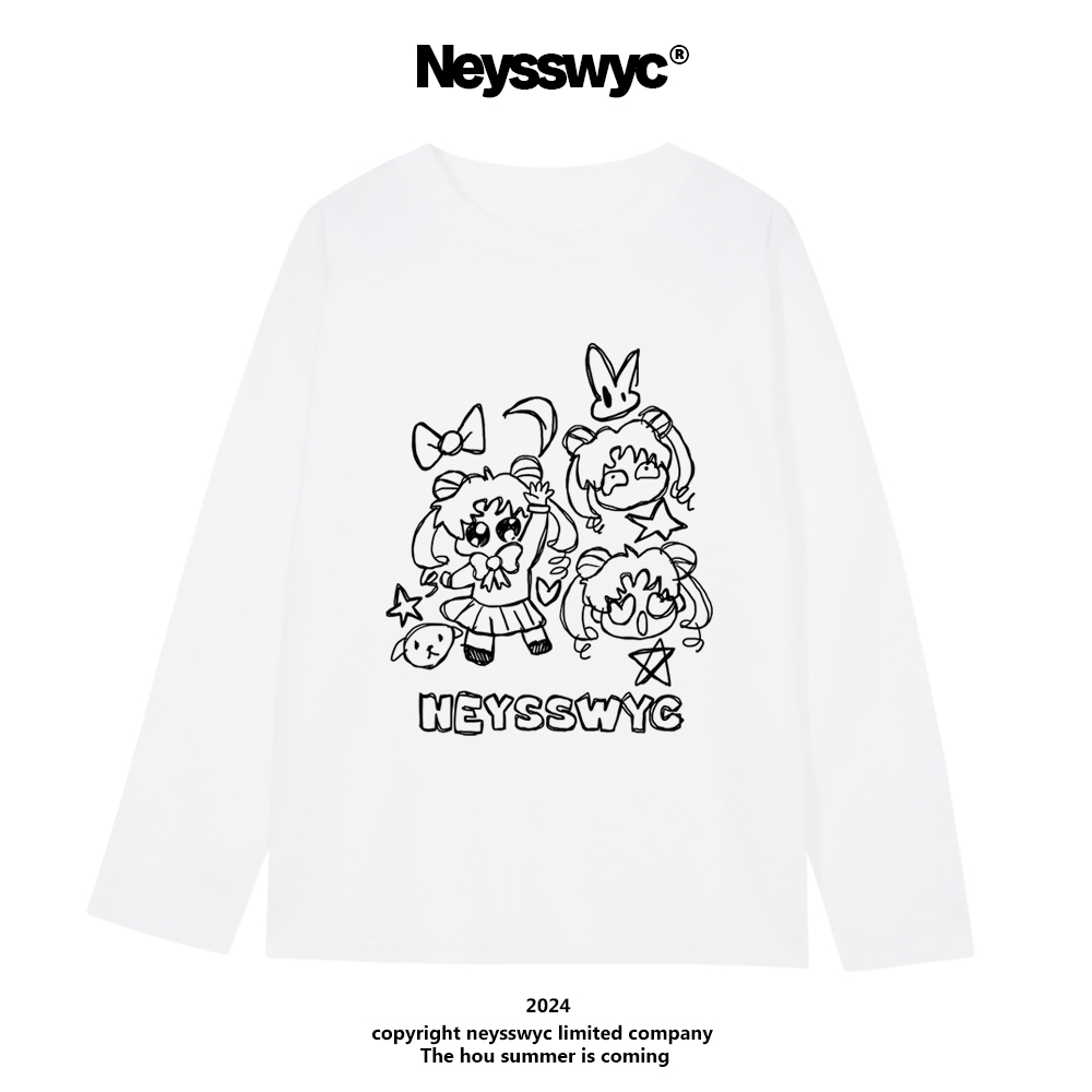 NEYSSWYC 美少女战士动漫长袖T恤宽松百搭磨毛可爱小众情侣春秋冬