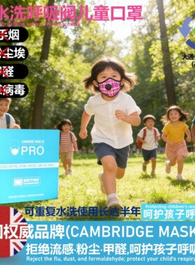 Cambridge Mask剑桥N99防雾霾甲醛尾气飞沫儿童N95重复使用口罩