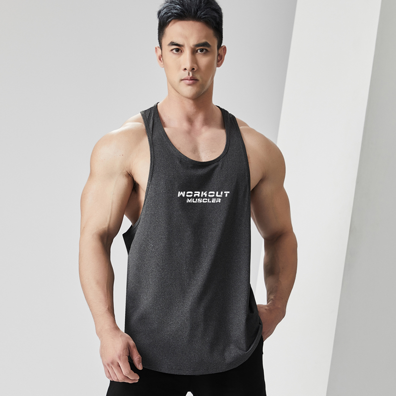 撸铁狼健身背心男显肌肉工字速干宽松上衣运动训练弹力透气坎肩