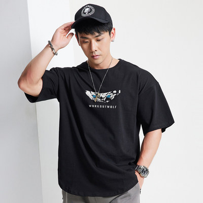 撸铁狼运动T恤男生短袖宽松休闲