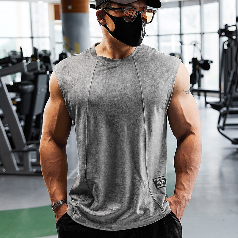 撸铁狼字背心男款运动健身衣