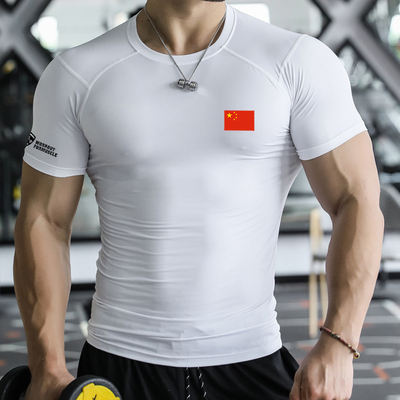 撸铁狼运动短袖t恤透气修身速干紧身衣弹力私人教练健身工服定制