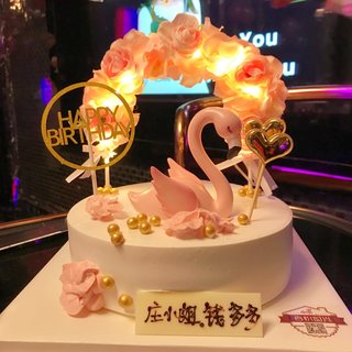 生日蛋糕装饰摆件 火烈鸟蛋糕装饰配件摆饰 粉红色火烈鸟蛋糕装饰