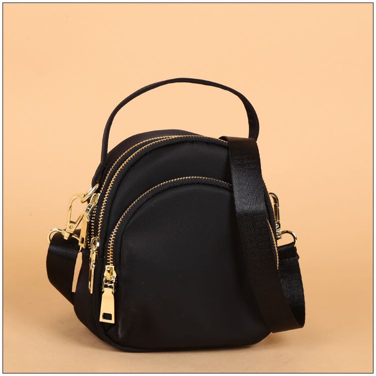 新款牛筋布小包三层黑色手机包