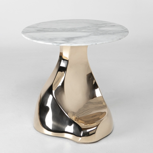 Eric 创意圆几网红角几 Schmit玻璃钢电镀茶几树根底座边几个性