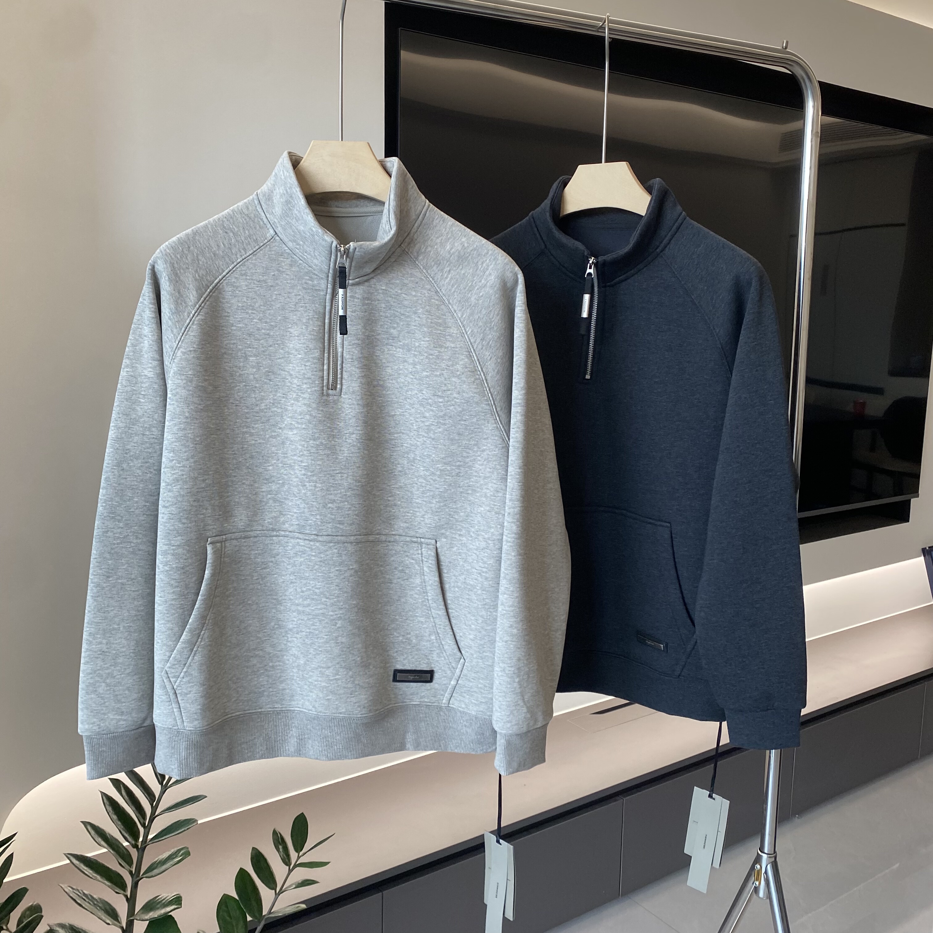 美式高货冬季加绒加厚韩版立领半拉链卫衣男潮牌宽松休闲百搭上衣