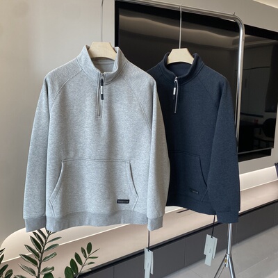 美式高货冬季加绒加厚韩版立领半拉链卫衣男潮牌宽松休闲百搭上衣