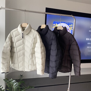 韩系冬立领泡芙排骨羽绒服男宽松休闲潮牌90白鸭绒百搭简外套潮牌