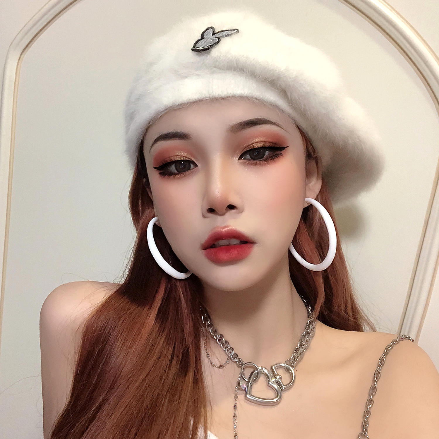 欧美风夸张彩色大圆圈粗管耳圈网红同款气质耳饰女