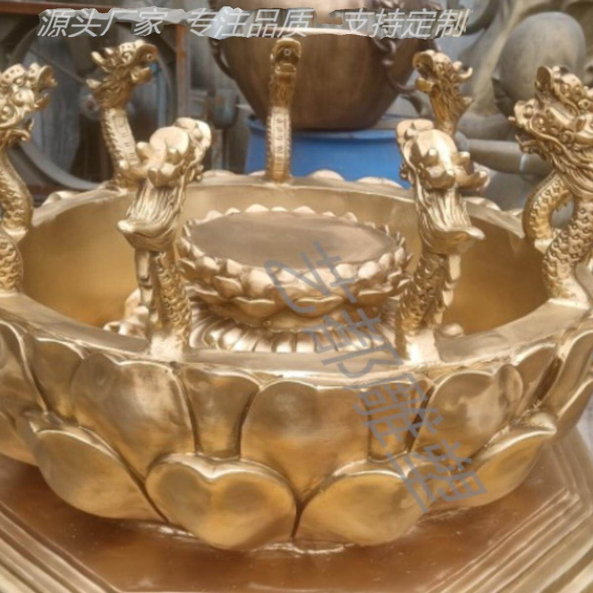 铸铜九龙浴佛盆寺庙佛堂浴佛节用品喷水佛陀诞生日九龙吐水浴佛盆