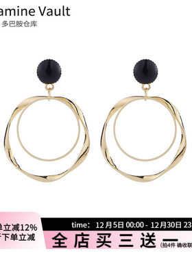 Dopamine Vault」栖暮.复古港风不规则圆环气质耳钉日常百搭耳夹