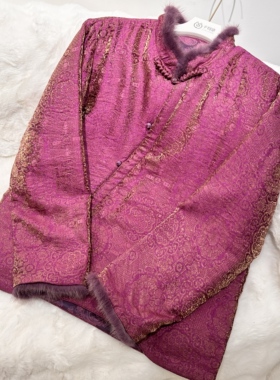 子母依新中式浮光锦棉服25408BNF6350