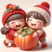 柿柿如意贴纸恭喜发财喜庆龙凤娃娃墙面装 饰贴超可爱门窗冰箱贴画