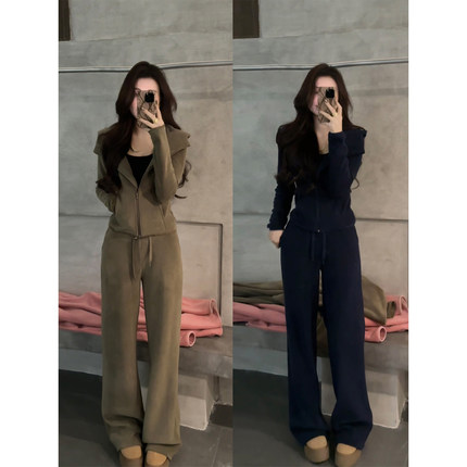 大婷婷 冬季新款慵懒休闲时尚套装抽绳加厚百搭两件套DT1771