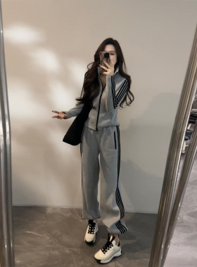 大婷婷 显瘦时尚拼接条纹休闲运动秋冬百搭通勤女装套装DT1795