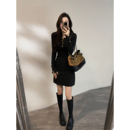 显瘦气质复古长袖 新款 小众短裙百搭打底连衣裙DT1796 冬季 大婷婷