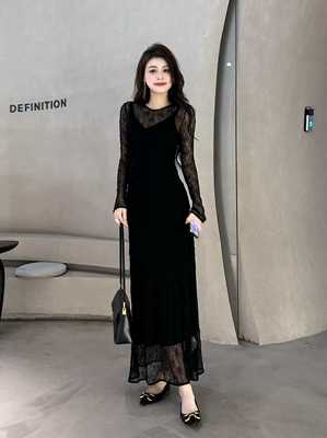 两件套蕾丝镂空名媛网纱气质