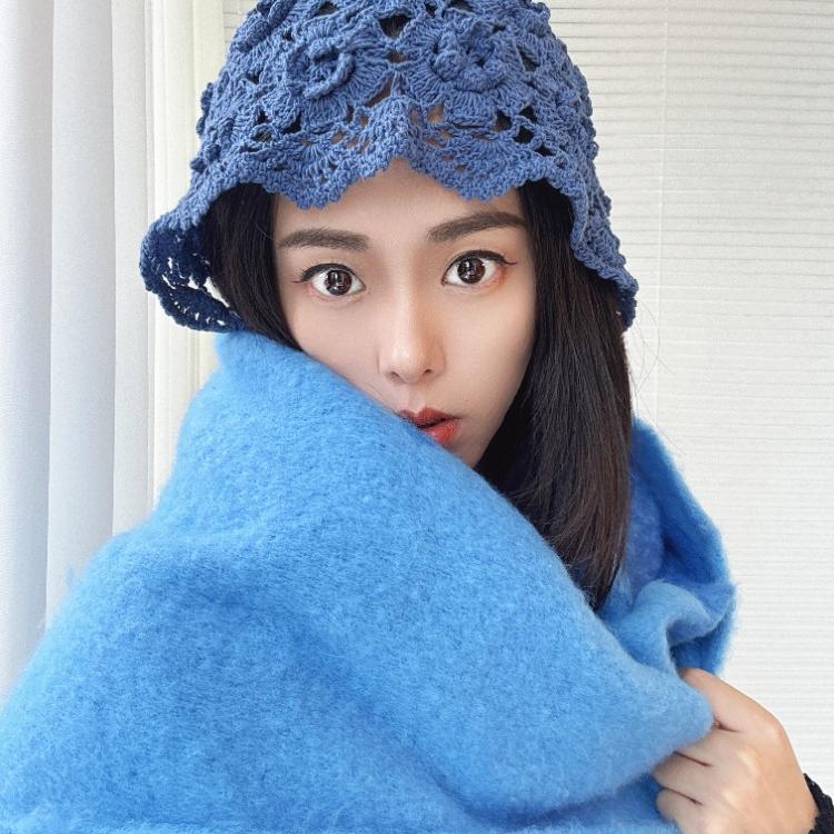 秋冬拼接海马毛围巾保暖围脖加厚针织流苏披肩男女同款百搭高级感