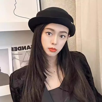 法式复古卷边贝雷帽时尚百搭秋冬新款女赫本风不规则韩版毛呢帽子