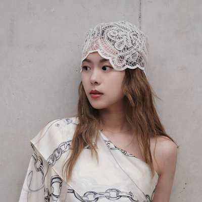 夏季韩系甜美蕾丝花朵包头帽