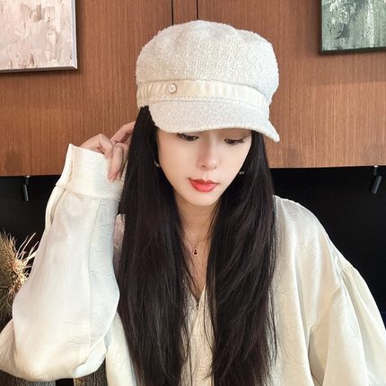 韩国代购 小香风鸭舌帽小众韩版休闲女款帽子英伦气质名媛画家帽