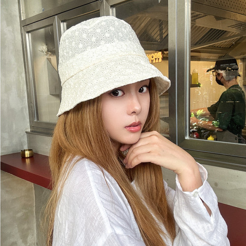 韩国代购碎花镂空渔夫帽女新款显脸小盆帽百搭款高级感百搭设计感