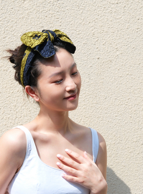 墨绿色蝴蝶结发箍宽边拼色日常外出新款ins少女发卡头饰百搭压法