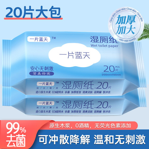 一片蓝天湿厕纸EDI纯水20抽